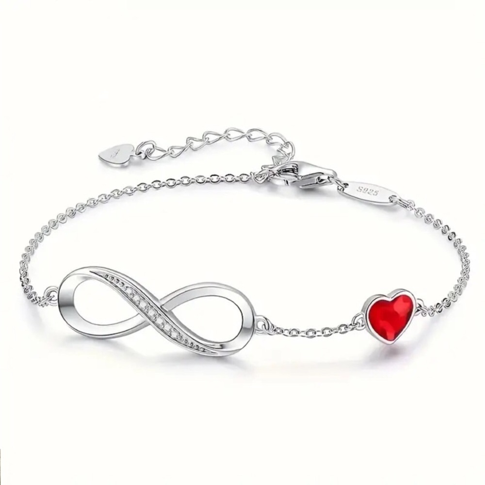 Sterling Silver Forever Love Heart Adjustable Bracelet
